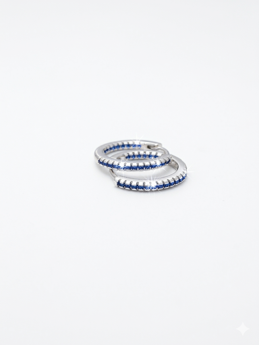 Timeless Pave Elegance Sterling silver Sapphire-Inspired Accented Hoop Earrings