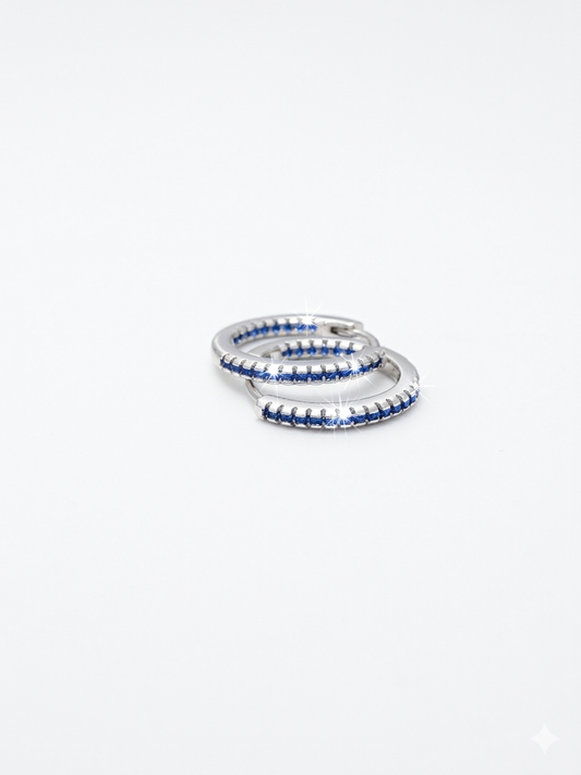 Timeless Pave Elegance Sterling silver Sapphire-Inspired Accented Hoop Earrings