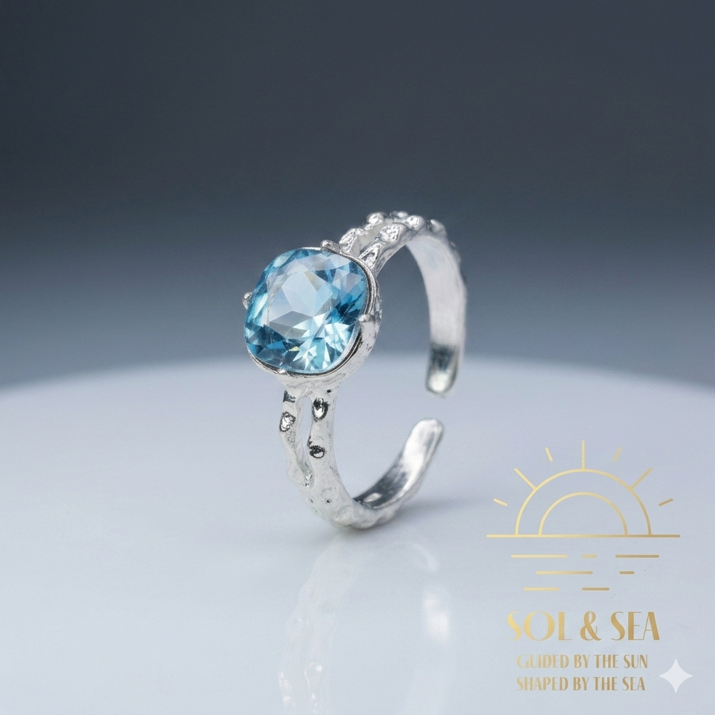 Sol & Sea: Azure Radiance Silver-Plated Solitaire statement ring
