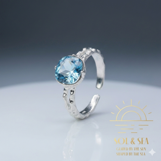 Sol & Sea: Azure Radiance Silver-Plated Solitaire statement ring
