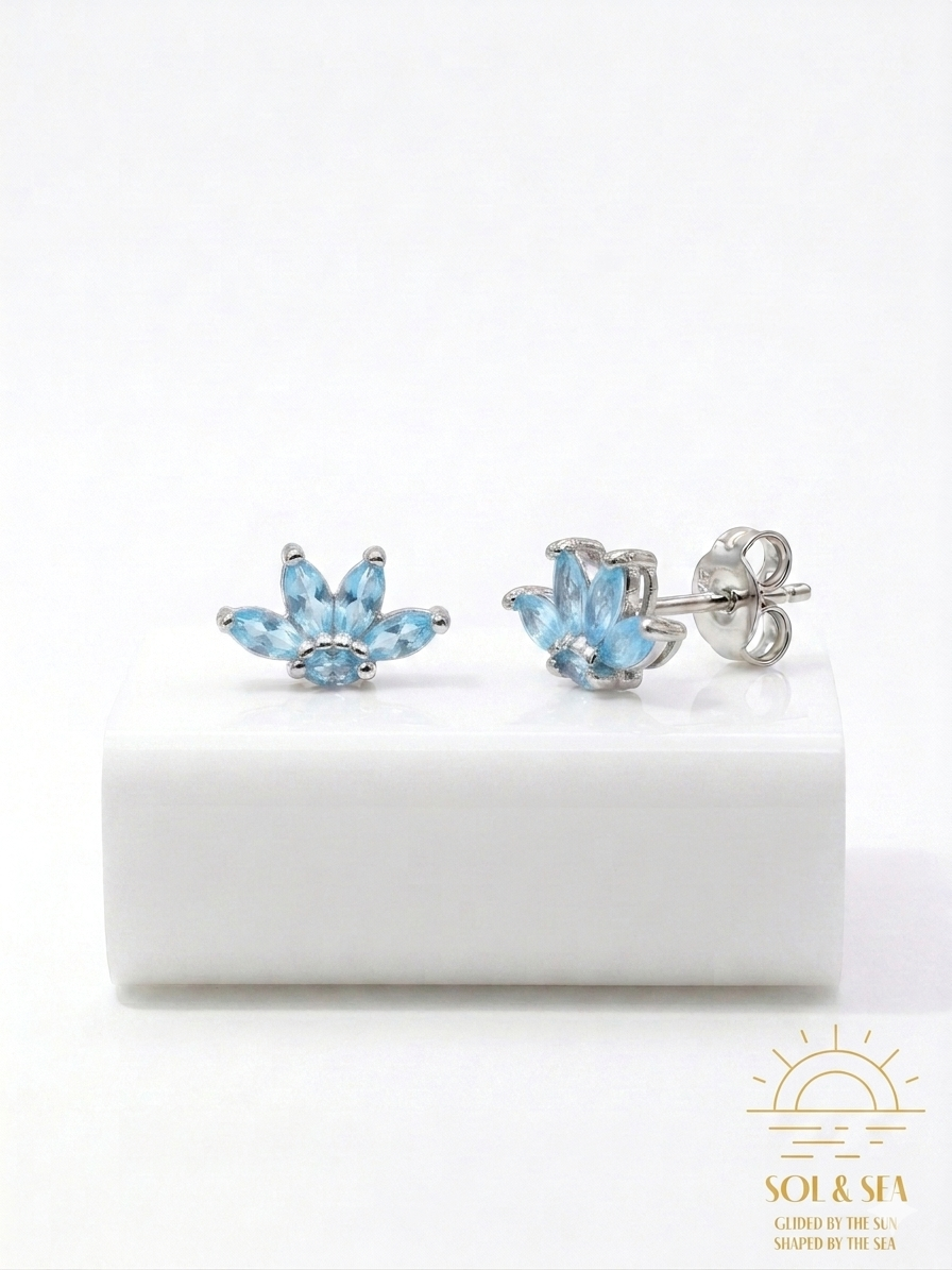 Sol & Sea Sterling silver Azure Blue Horizon Petal Earrings