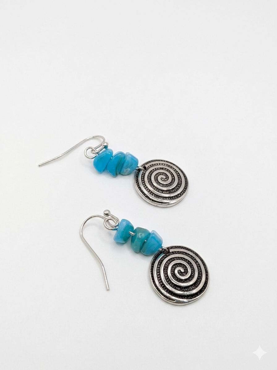 Surya Celestial Spiral Turquoise Drop earrings