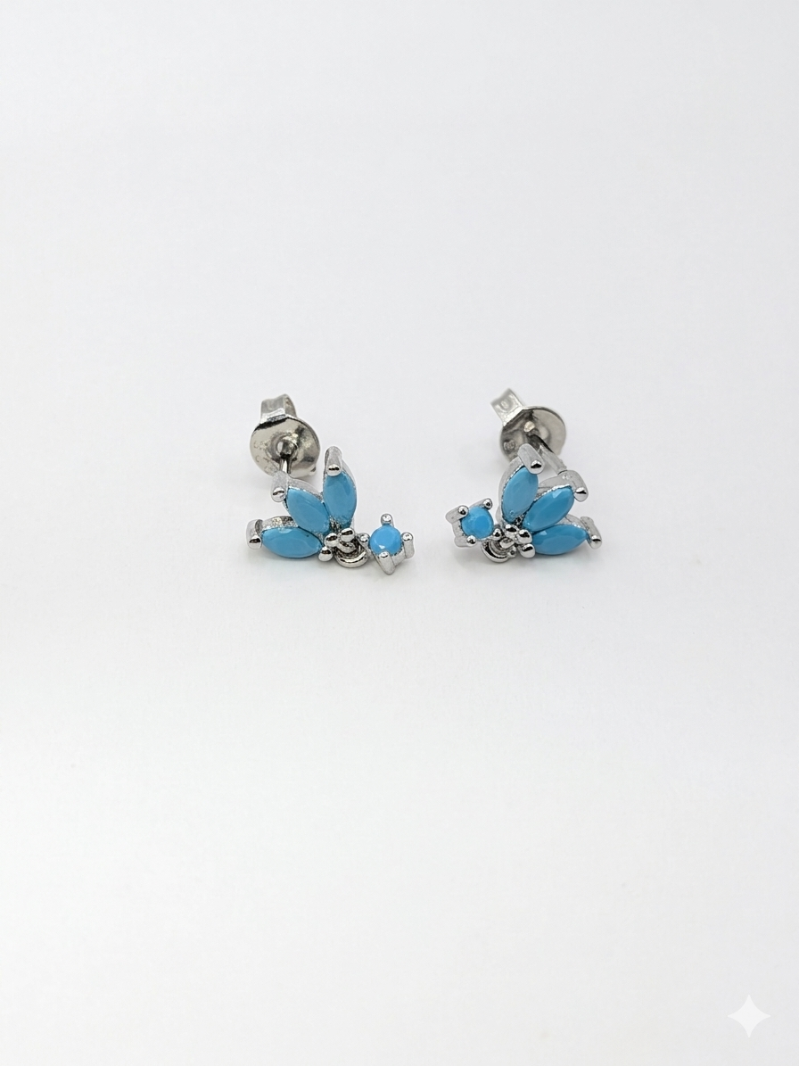 Sol & Sea Radiant Sterling silver Turquoise Marquise Botanical Symphony Heirloom Studs