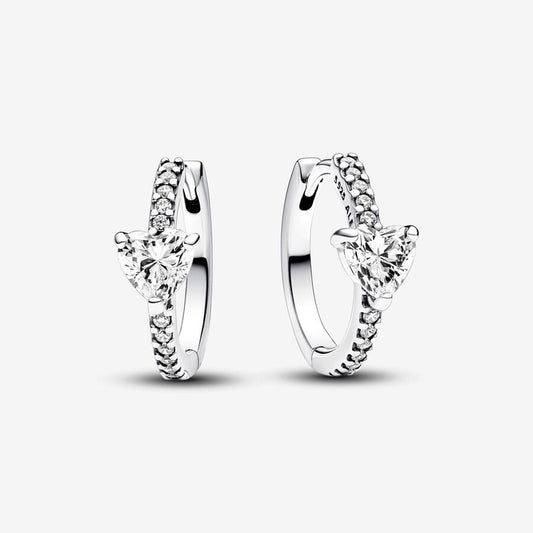 PANDORA Sparkling Heart Hoop Earrings Sterling Silver