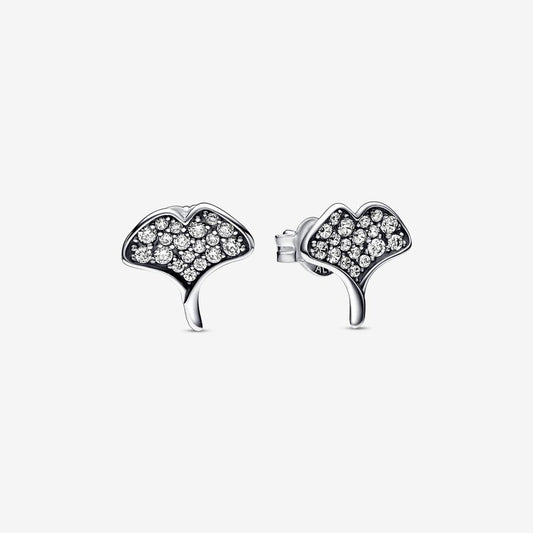 PANDORA GINKO Leaf Stud Earrings