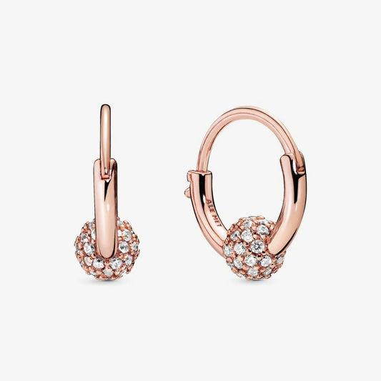 Pandora Pave Bead Hoop  Earrings