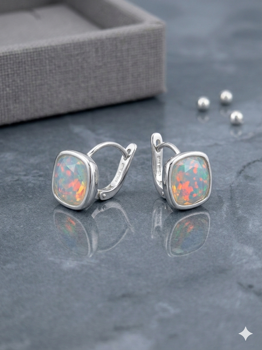 Classic Luminous Radiance opalite Sterling Silver Hoop earrings