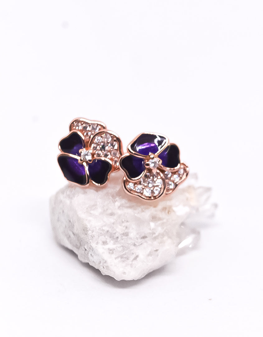 Pansy Earrings Pandora Blue Stud Earrings PANDORA Deep Purple