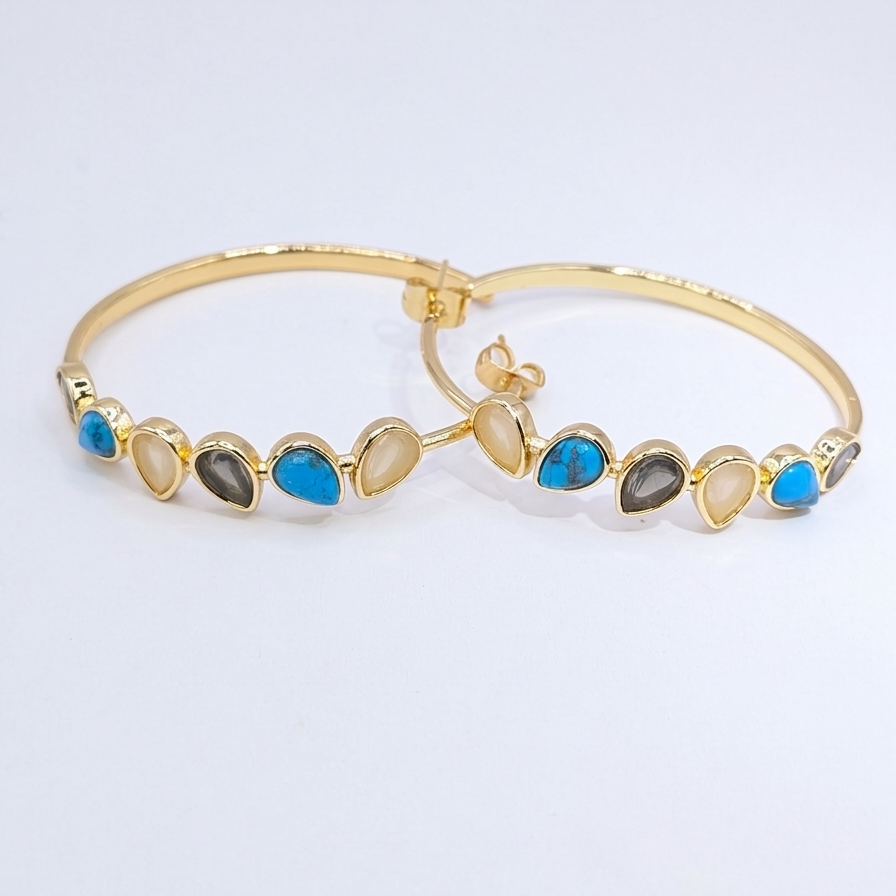 Surya  Ethereal Gemstone Hoop Collection earrings gold plated