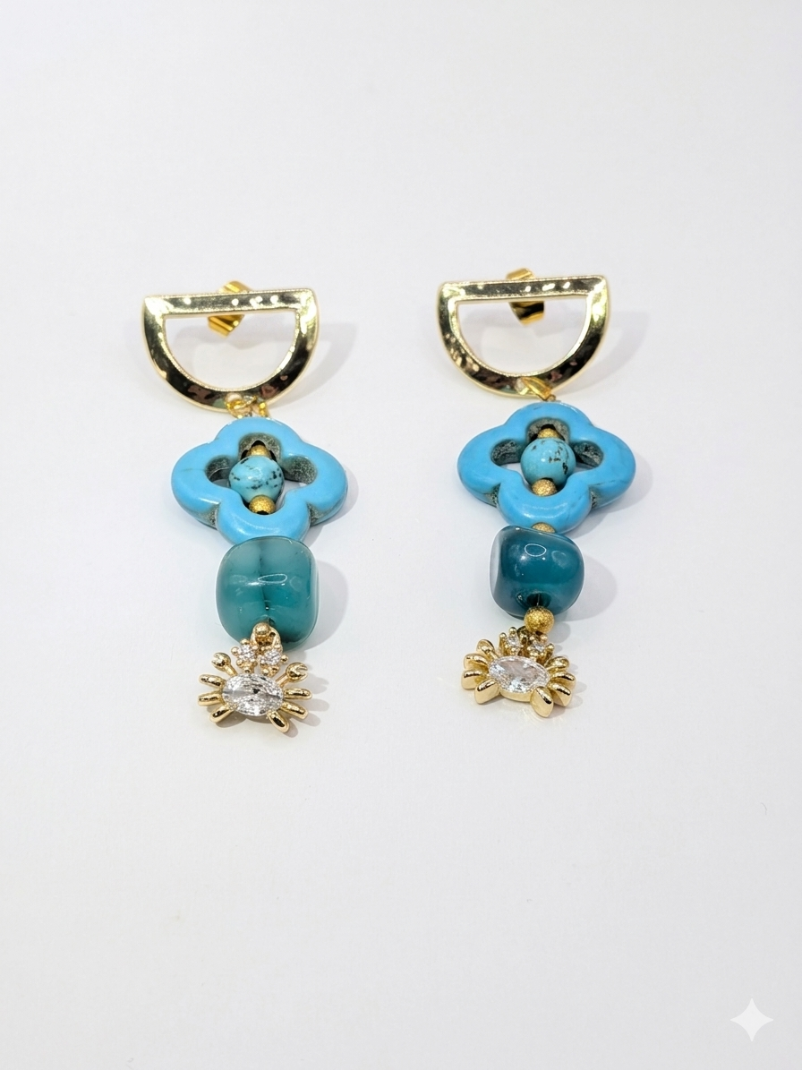 Sol & Sea The Solstice Bloom Collection: Handcrafted Artisan Agate and Turquoise Moroccan-Inspired Drops