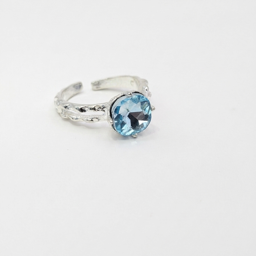 Sol & Sea: Azure Radiance Silver-Plated Solitaire statement ring