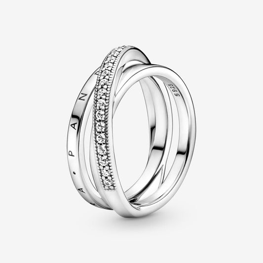 PANDORA Crossover Pavé Triple Band Ring Sterling Silver