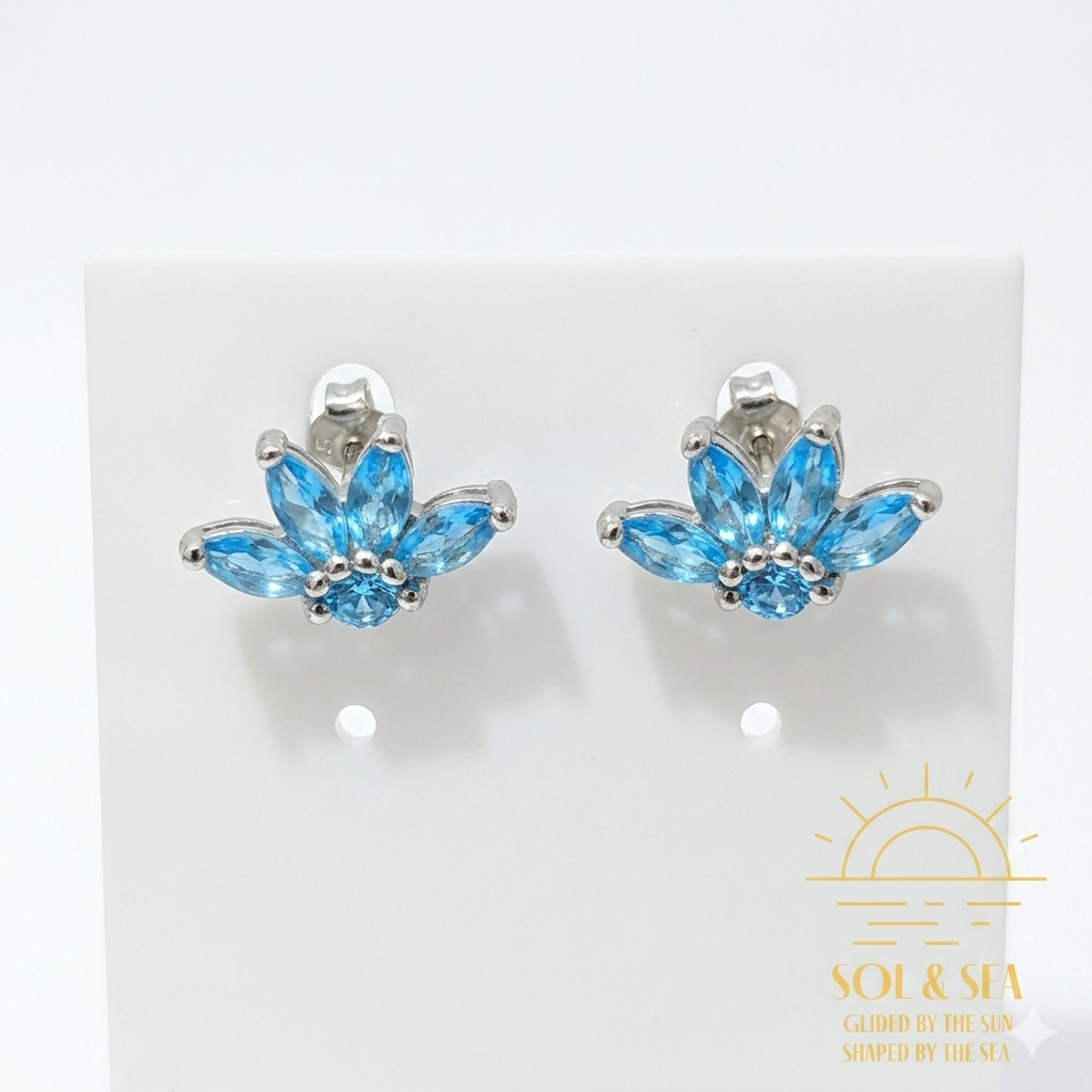 Sol & Sea Sterling silver Azure Blue Horizon Petal Earrings