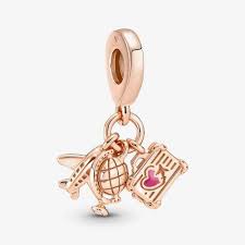 Pandora 
14ct Rose Gold Plated Travel Triple Dangle Charm