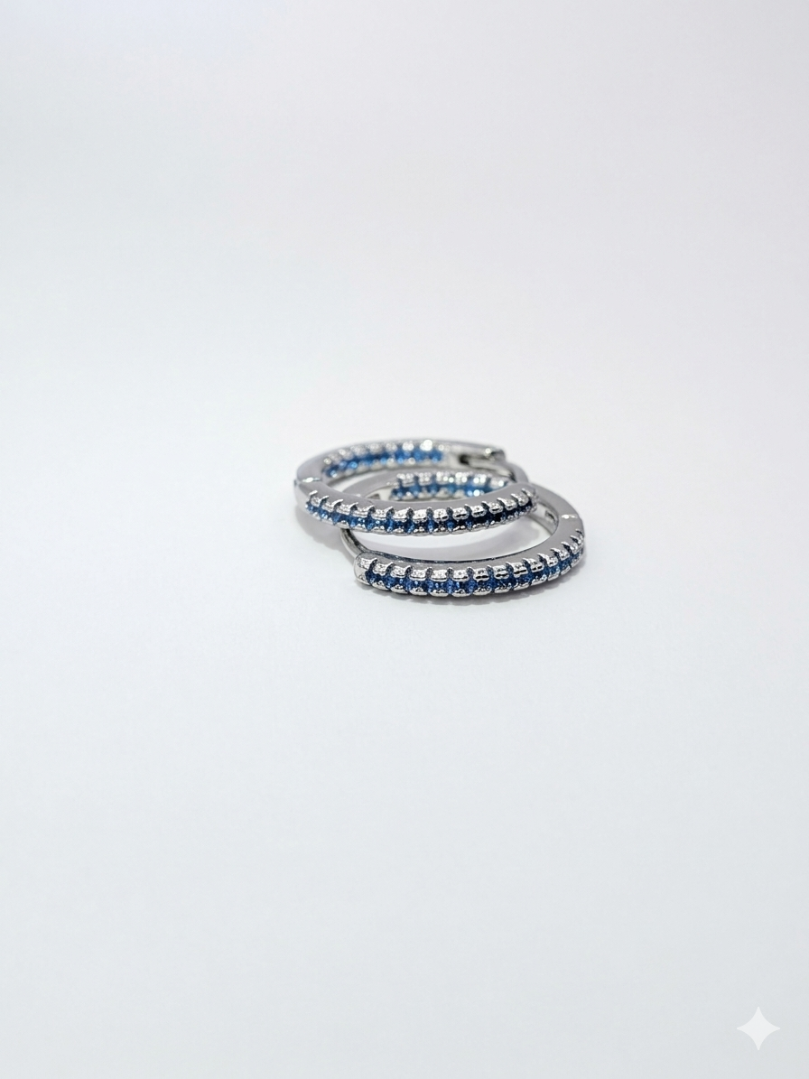 Timeless Pave Elegance Sterling silver Sapphire-Inspired Accented Hoop Earrings