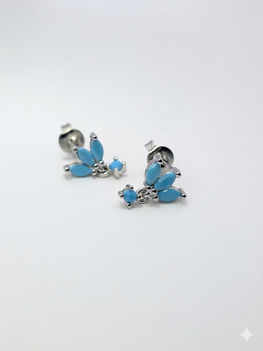 Sol & Sea Radiant Sterling silver Turquoise Marquise Botanical Symphony Heirloom Studs