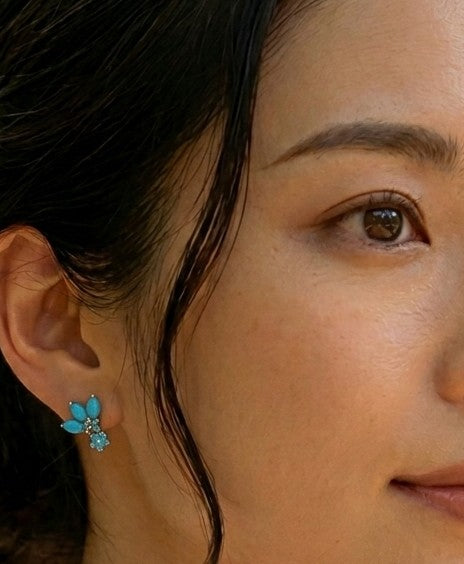 Sol & Sea Radiant Sterling silver Turquoise Marquise Botanical Symphony Heirloom Studs
