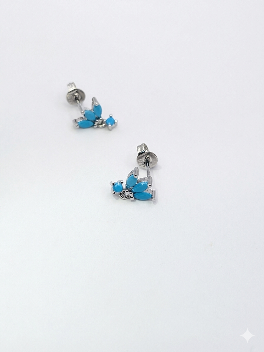Sol & Sea Radiant Sterling silver Turquoise Marquise Botanical Symphony Heirloom Studs