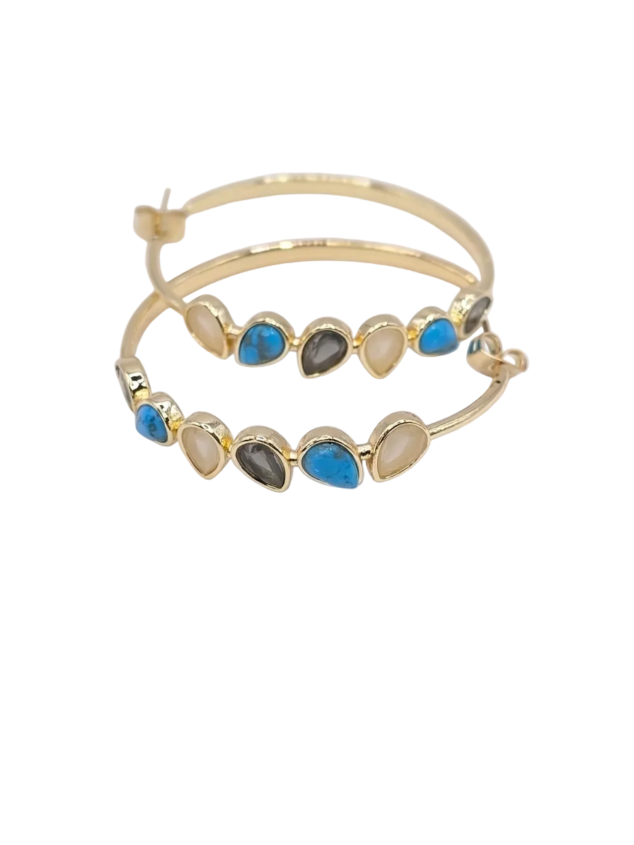 Surya  Ethereal Gemstone Hoop Collection earrings gold plated