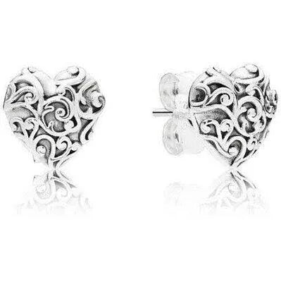 Pandora Regal heart retired stud earrings