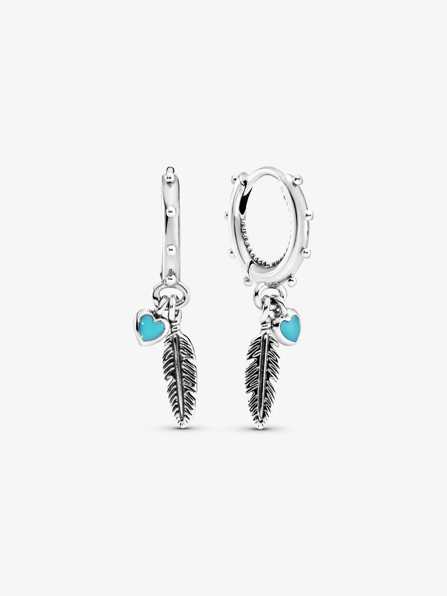 Pandora Feather & Heart Hoop earrings