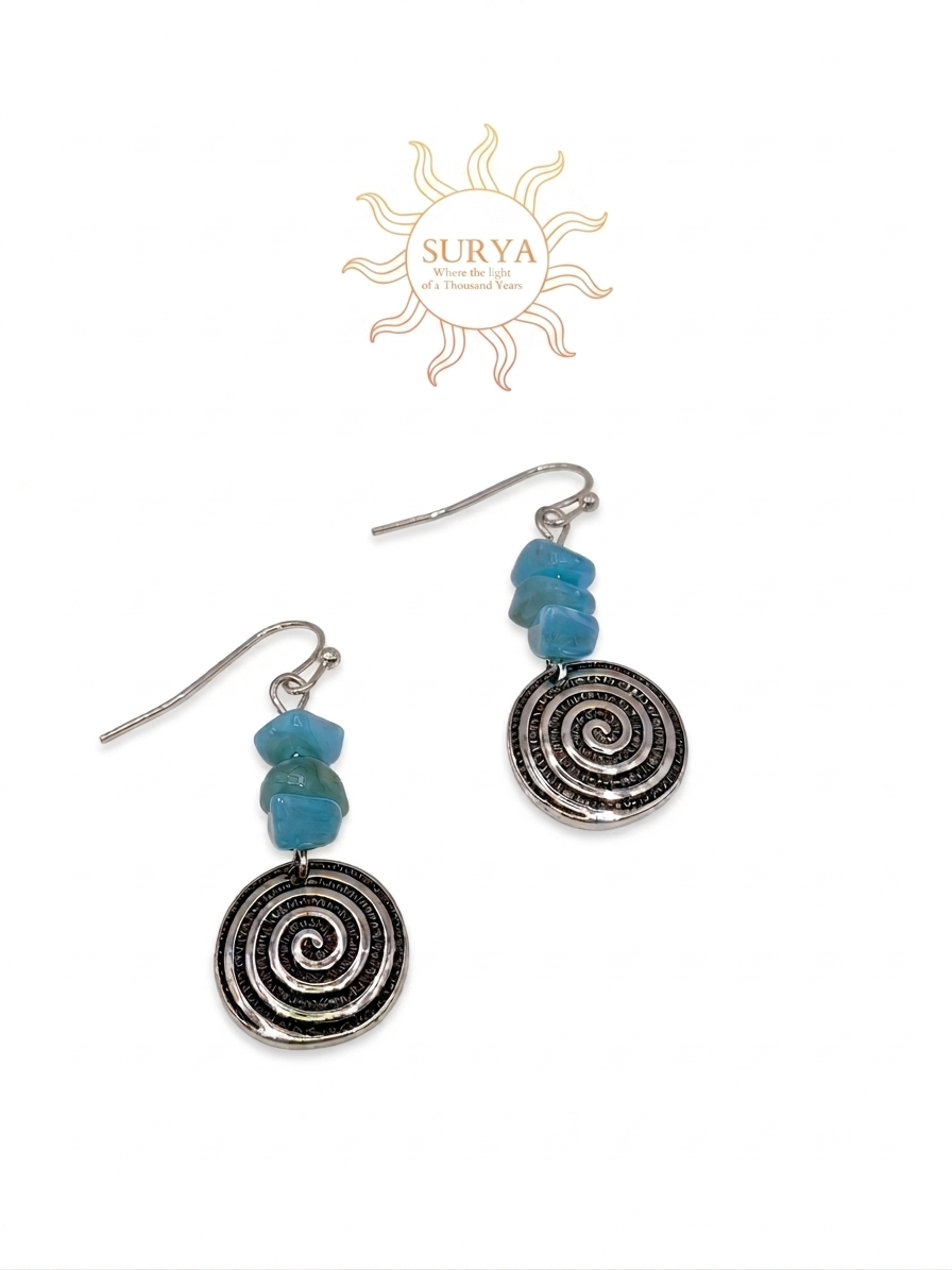 Surya Celestial Spiral Turquoise Drop earrings