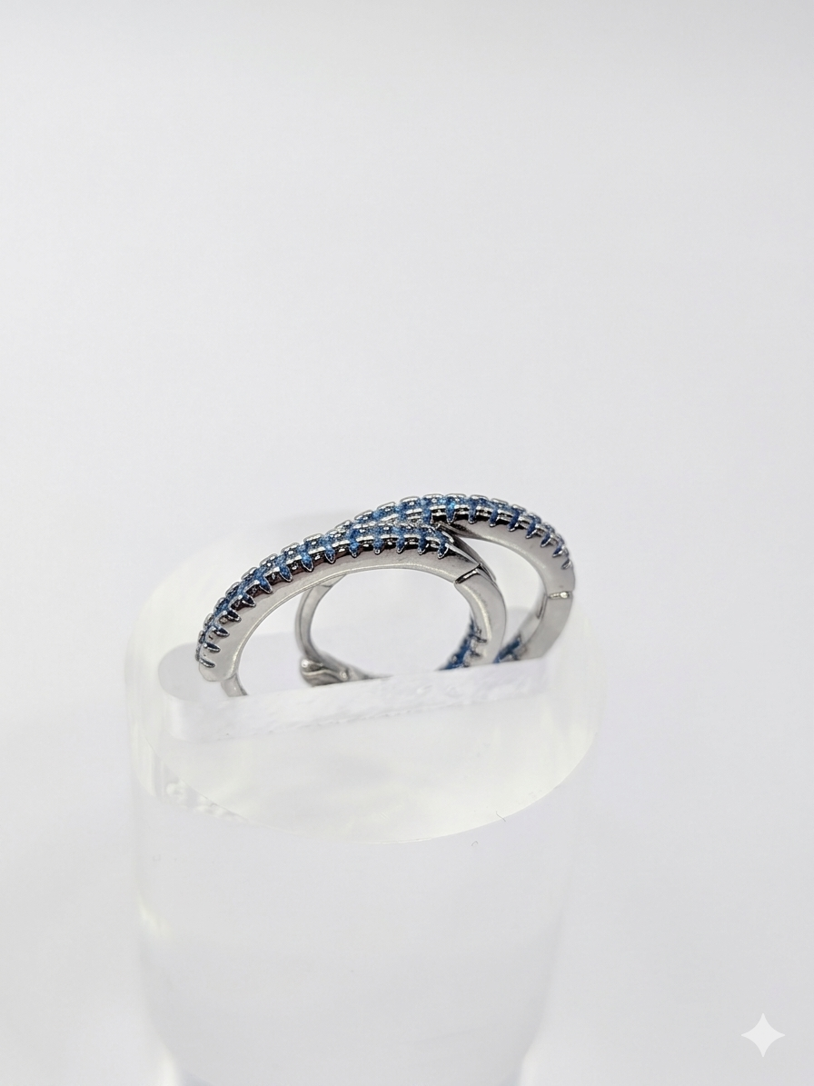 Timeless Pave Elegance Sterling silver Sapphire-Inspired Accented Hoop Earrings