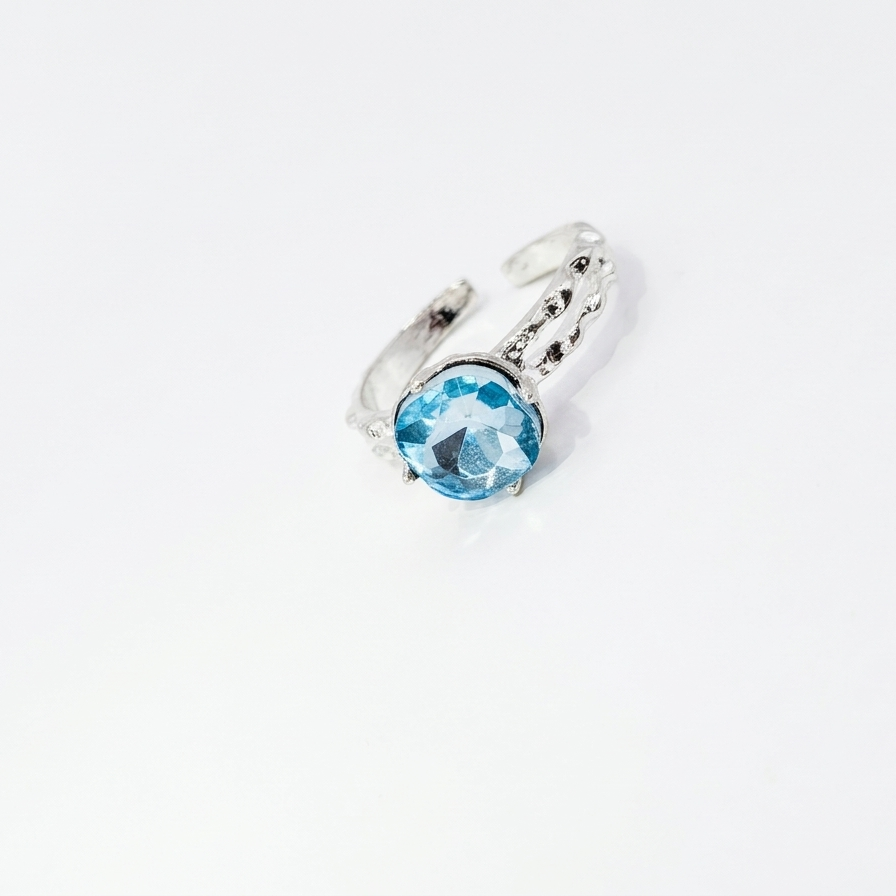 Sol & Sea: Azure Radiance Silver-Plated Solitaire statement ring