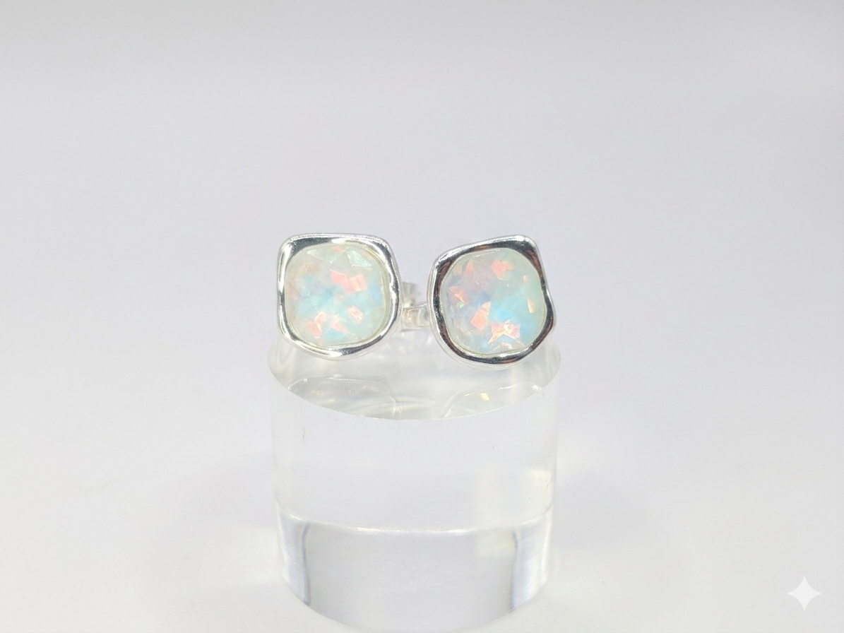 Classic Luminous Radiance opalite Sterling Silver Hoop earrings
