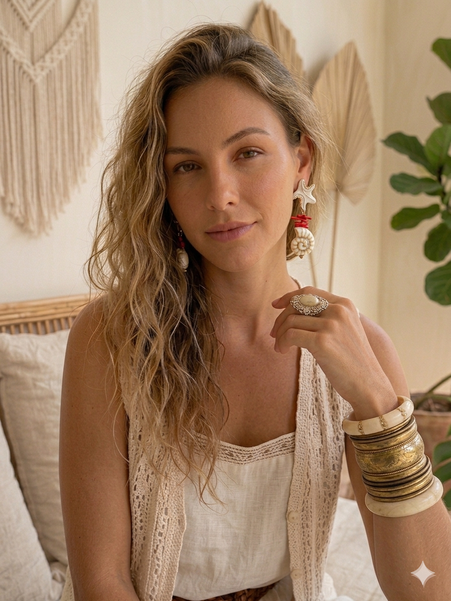 Sol & Sea Artisanal Coastal Collection: Celestial Starfish and Oceanic Shell Drop Earrings