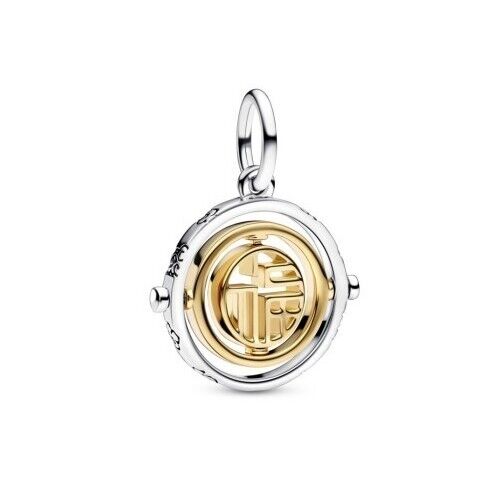 PANDORA Two-Tone FU spinning 14K gold plated Sterling Silver charm